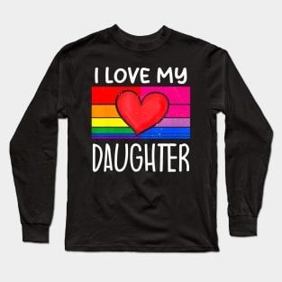 LGBT Bisexual Pride I Love My Daughter Bi Heart Bisexuality Long Sleeve T-Shirt